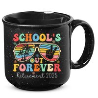 SchoolS Out Forever Retired Teacher 2025 Groovy Retirement 15oz Campfire Ceramic Mug