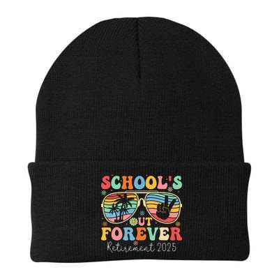 SchoolS Out Forever Retired Teacher 2025 Groovy Retirement Beanie