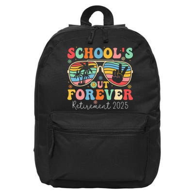 SchoolS Out Forever Retired Teacher 2025 Groovy Retirement 16 in Basic Backpack