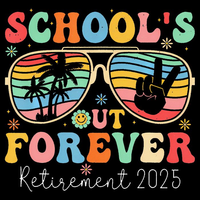 SchoolS Out Forever Retired Teacher 2025 Groovy Retirement 16 in Basic Backpack