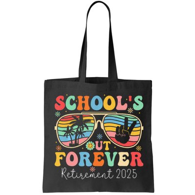 SchoolS Out Forever Retired Teacher 2025 Groovy Retirement Bag