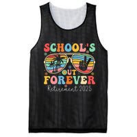 SchoolS Out Forever Retired Teacher 2025 Groovy Retirement Mesh Reversible Basketball Jersey Tank