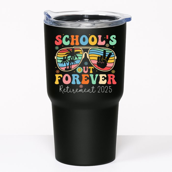 SchoolS Out Forever Retired Teacher 2025 Groovy Retirement Tumbler