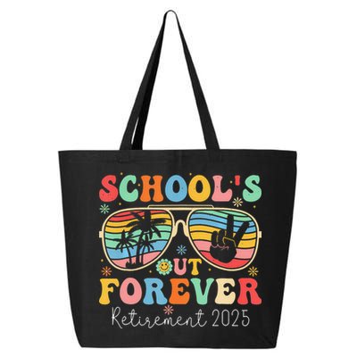 SchoolS Out Forever Retired Teacher 2025 Groovy Retirement 25L Jumbo Tote