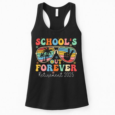 SchoolS Out Forever Retired Teacher 2025 Groovy Retirement Womens Tank Top