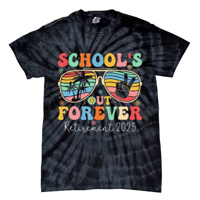 SchoolS Out Forever Retired Teacher 2025 Groovy Retirement Tie-Dye T-Shirt