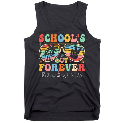 SchoolS Out Forever Retired Teacher 2025 Groovy Retirement Tank Top