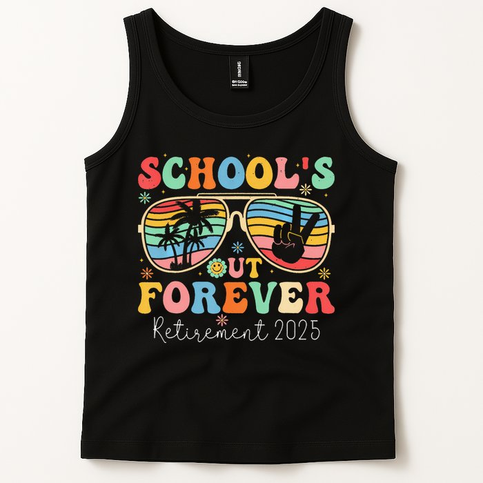 SchoolS Out Forever Retired Teacher 2025 Groovy Retirement Tank Top