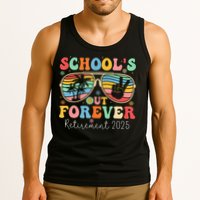 SchoolS Out Forever Retired Teacher 2025 Groovy Retirement Tank Top