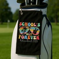 SchoolS Out Forever Retired Teacher 2025 Groovy Retirement Golf Towel