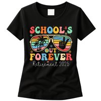 SchoolS Out Forever Retired Teacher 2025 Groovy Retirement Womens T-Shirt