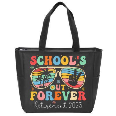 SchoolS Out Forever Retired Teacher 2025 Groovy Retirement Zip Tote Bag
