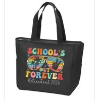 SchoolS Out Forever Retired Teacher 2025 Groovy Retirement Zip Tote Bag