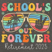 SchoolS Out Forever Retired Teacher 2025 Groovy Retirement Cotton Canvas Backpack