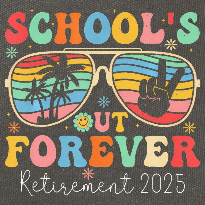 SchoolS Out Forever Retired Teacher 2025 Groovy Retirement Cotton Canvas Backpack