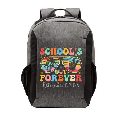 SchoolS Out Forever Retired Teacher 2025 Groovy Retirement Vector Backpack