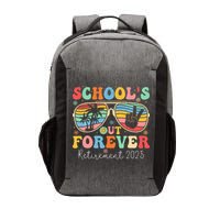 SchoolS Out Forever Retired Teacher 2025 Groovy Retirement Vector Backpack
