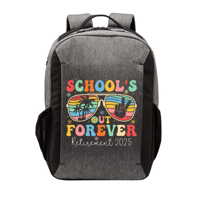 SchoolS Out Forever Retired Teacher 2025 Groovy Retirement Vector Backpack