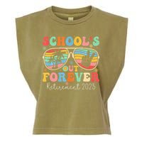 SchoolS Out Forever Retired Teacher 2025 Groovy Retirement Garment-Dyed Women's Muscle Tee