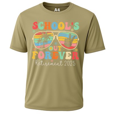 SchoolS Out Forever Retired Teacher 2025 Groovy Retirement Performance Shirt