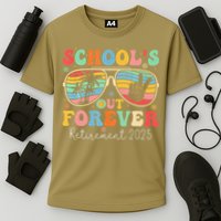 SchoolS Out Forever Retired Teacher 2025 Groovy Retirement Performance Shirt