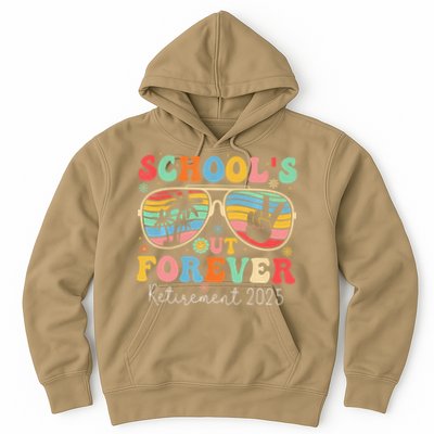 SchoolS Out Forever Retired Teacher 2025 Groovy Retirement Hoodie