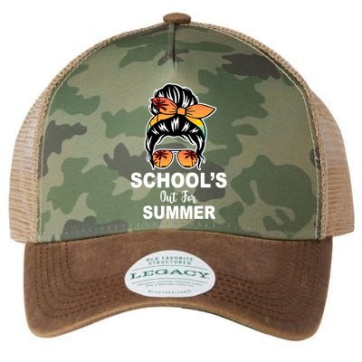 Schools Out For Summer Female Bun Sunglass Legacy Tie Dye Trucker Hat