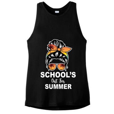 Schools Out For Summer Female Bun Sunglass Ladies PosiCharge Tri-Blend Wicking Tank