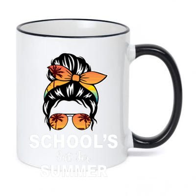 Schools Out For Summer Female Bun Sunglass 11oz Black Color Changing Mug