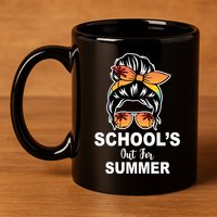 Schools Out For Summer Female Bun Sunglass 11oz C Handle Ceramic Mug
