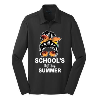 Schools Out For Summer Female Bun Sunglass Silk Touch Performance Long Sleeve Polo