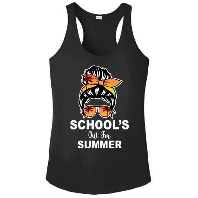 Schools Out For Summer Female Bun Sunglass Ladies PosiCharge Competitor Racerback Tank