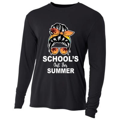 Schools Out For Summer Female Bun Sunglass Cooling Performance Long Sleeve Crew