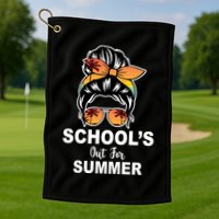 Schools Out For Summer Female Bun Sunglass Golf Towel