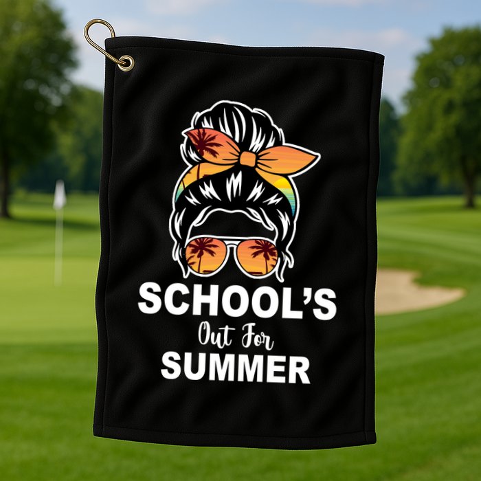 Schools Out For Summer Female Bun Sunglass Golf Towel
