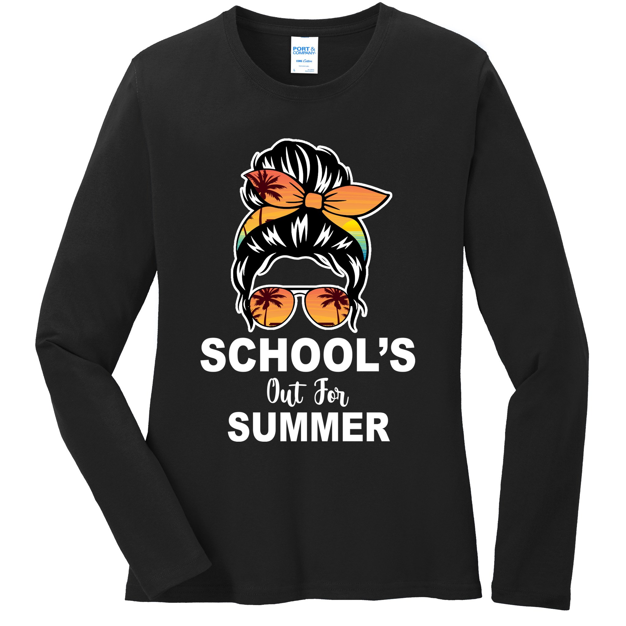 Schools Out For Summer Female Bun Sunglass Ladies Long Sleeve Shirt