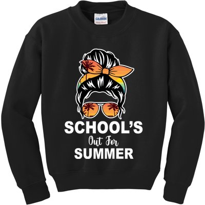 Schools Out For Summer Female Bun Sunglass Kids Sweatshirt