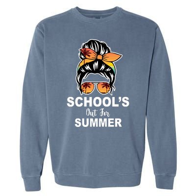 Schools Out For Summer Female Bun Sunglass Garment-Dyed Sweatshirt