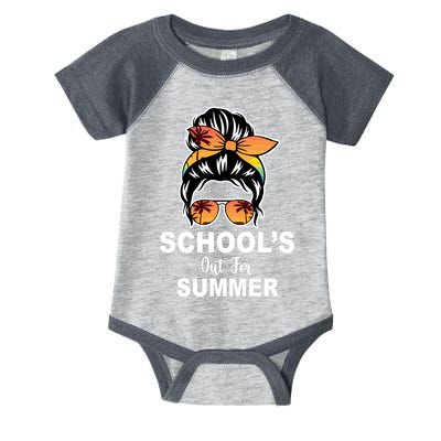 Schools Out For Summer Female Bun Sunglass Infant Baby Jersey Bodysuit