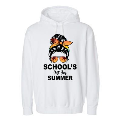 Schools Out For Summer Female Bun Sunglass Garment-Dyed Fleece Hoodie