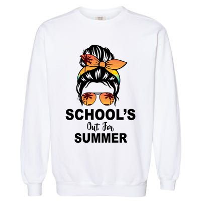 Schools Out For Summer Female Bun Sunglass Garment-Dyed Sweatshirt