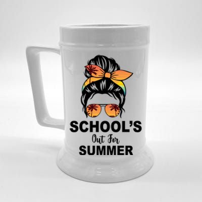 Schools Out For Summer Female Bun Sunglass Beer Stein