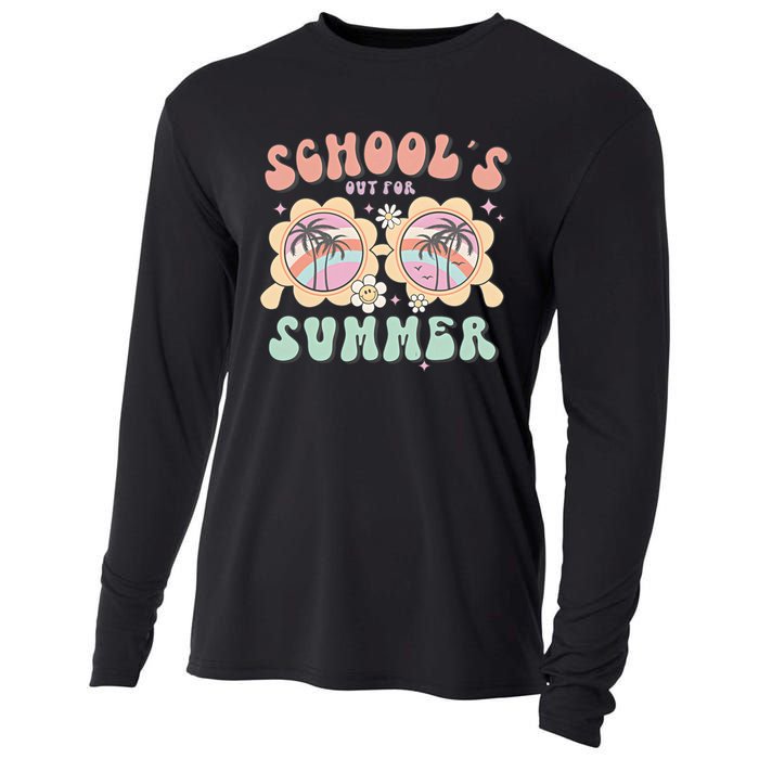 Schools Out For Summer End Of School Year Teacher Funny Teach Cooling Performance Long Sleeve Crew