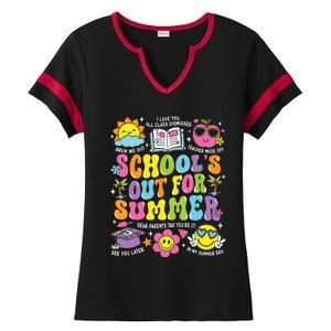 Schools Out For Summer Graduation Last Day Of School Teacher Ladies Halftime Notch Neck Tee