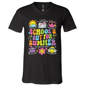 Schools Out For Summer Graduation Last Day Of School Teacher V-Neck T-Shirt