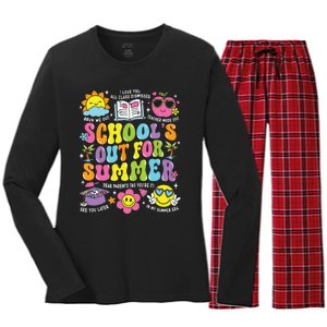 Schools Out For Summer Graduation Last Day Of School Teacher Women's Long Sleeve Flannel Pajama Set 