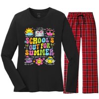 Schools Out For Summer Graduation Last Day Of School Teacher Women's Long Sleeve Flannel Pajama Set 