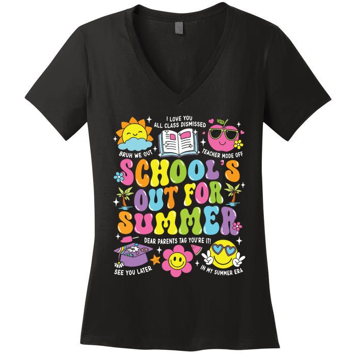 Schools Out For Summer Graduation Last Day Of School Teacher Women's V-Neck T-Shirt