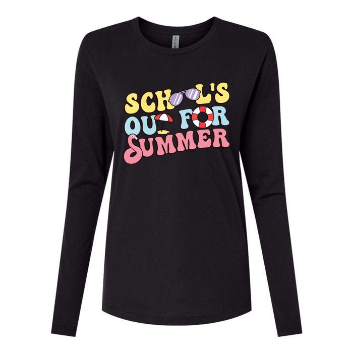 Schools Out For Summer Graduation Students Teacher Vacation. Womens Cotton Relaxed Long Sleeve T-Shirt