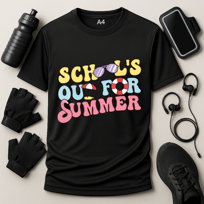 Schools Out For Summer Graduation Students Teacher Vacation. Cooling Performance Crew T-Shirt
